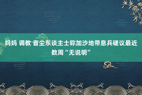妈妈 调教 音尘东谈主士称加沙地带息兵磋议最近数周“无说明”