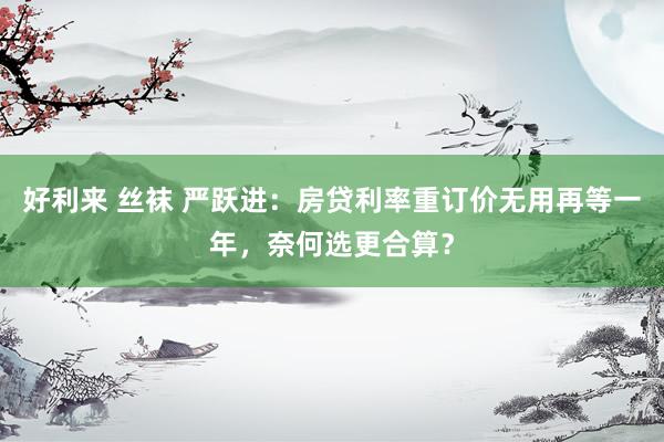 好利来 丝袜 严跃进：房贷利率重订价无用再等一年，奈何选更合算？