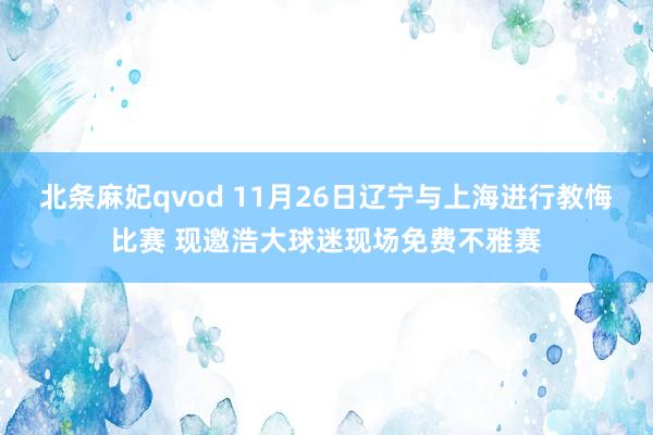 北条麻妃qvod 11月26日辽宁与上海进行教悔比赛 现邀浩大球迷现场免费不雅赛