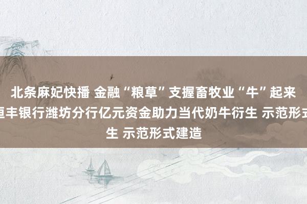 北条麻妃快播 金融“粮草”支握畜牧业“牛”起来  ——恒丰银行潍坊分行亿元资金助力当代奶牛衍生 示范形式建造