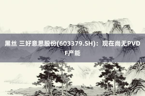 黑丝 三好意思股份(603379.SH)：现在尚无PVDF产能