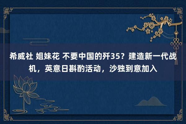 希威社 姐妹花 不要中国的歼35？建造新一代战机，英意日斟酌活动，沙独到意加入
