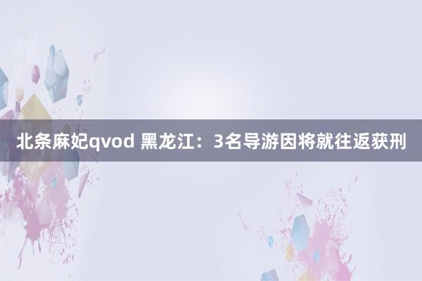 北条麻妃qvod 黑龙江：3名导游因将就往返获刑