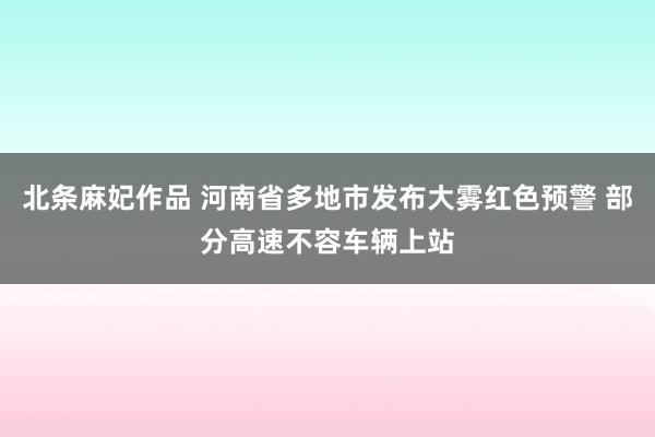 北条麻妃作品 河南省多地市发布大雾红色预警 部分高速不容车辆上站