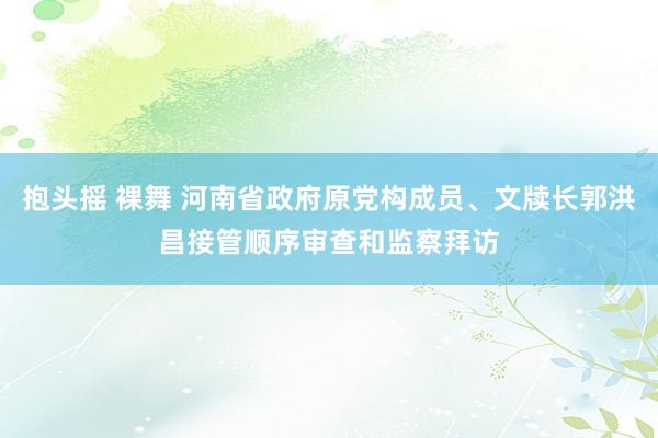 抱头摇 裸舞 河南省政府原党构成员、文牍长郭洪昌接管顺序审查和监察拜访