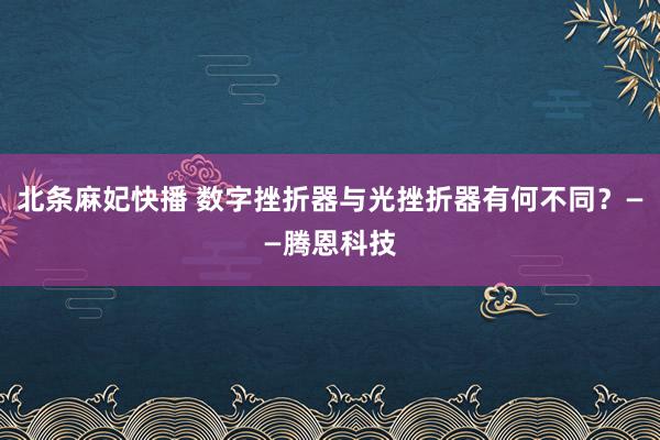 北条麻妃快播 数字挫折器与光挫折器有何不同？——腾恩科技