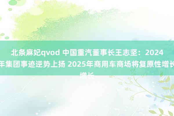 北条麻妃qvod 中国重汽董事长王志坚：2024年集团事迹逆势上扬 2025年商用车商场将复原性增长