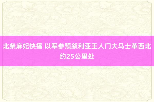 北条麻妃快播 以军参预叙利亚王人门大马士革西北约25公里处