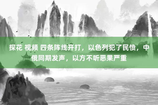 探花 视频 四条阵线开打，以色列犯了民愤，中俄同期发声，以方不听恶果严重