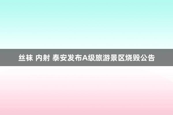 丝袜 内射 泰安发布A级旅游景区烧毁公告