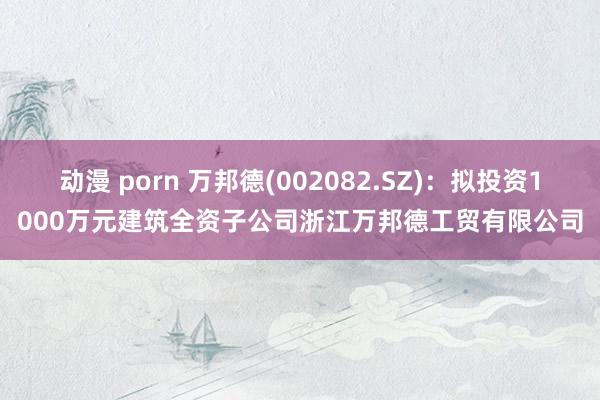 动漫 porn 万邦德(002082.SZ)：拟投资1000万元建筑全资子公司浙江万邦德工贸有限公司