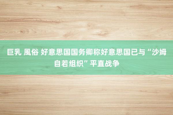 巨乳 風俗 好意思国国务卿称好意思国已与“沙姆自若组织”平直战争