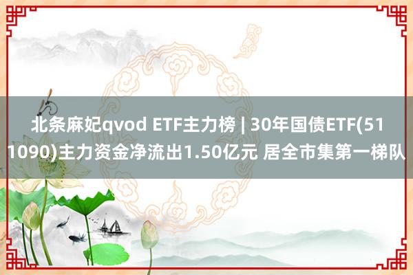 北条麻妃qvod ETF主力榜 | 30年国债ETF(511090)主力资金净流出1.50亿元 居全市集第一梯队