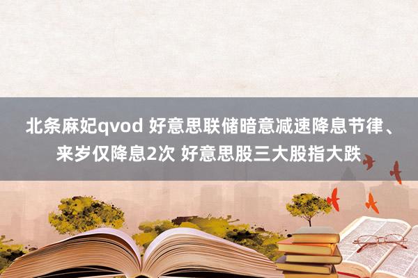 北条麻妃qvod 好意思联储暗意减速降息节律、来岁仅降息2次 好意思股三大股指大跌
