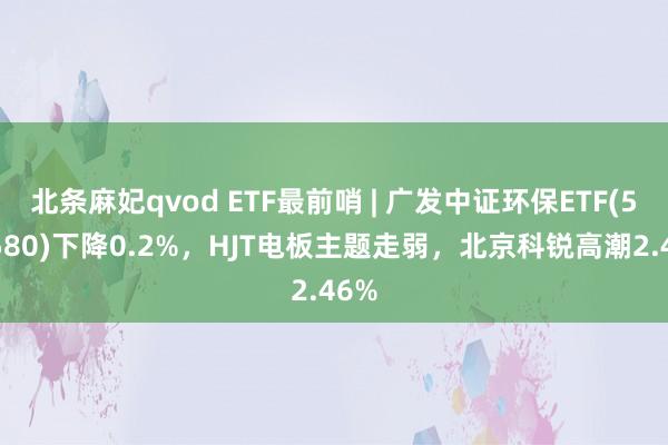 北条麻妃qvod ETF最前哨 | 广发中证环保ETF(512580)下降0.2%，HJT电板主题走弱，北京科锐高潮2.46%