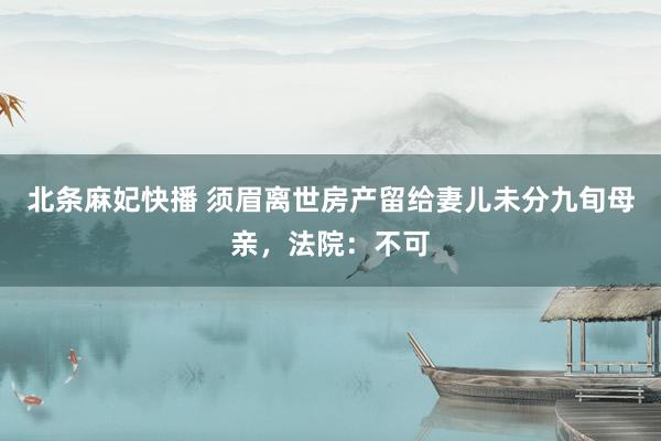 北条麻妃快播 须眉离世房产留给妻儿未分九旬母亲，法院：不可