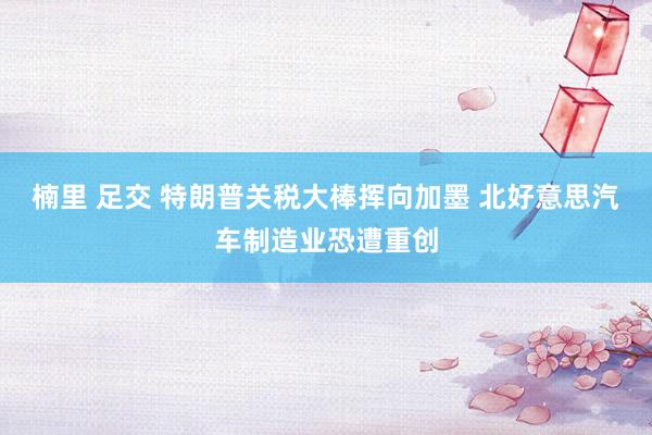 楠里 足交 特朗普关税大棒挥向加墨 北好意思汽车制造业恐遭重创