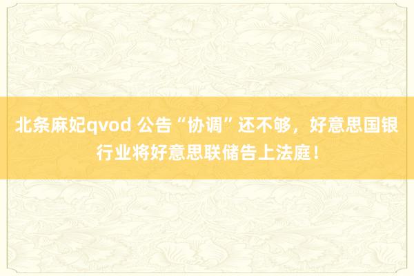 北条麻妃qvod 公告“协调”还不够，好意思国银行业将好意思联储告上法庭！