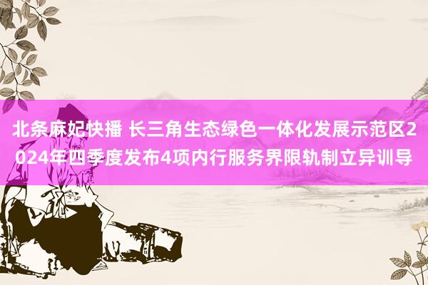 北条麻妃快播 长三角生态绿色一体化发展示范区2024年四季度发布4项内行服务界限轨制立异训导