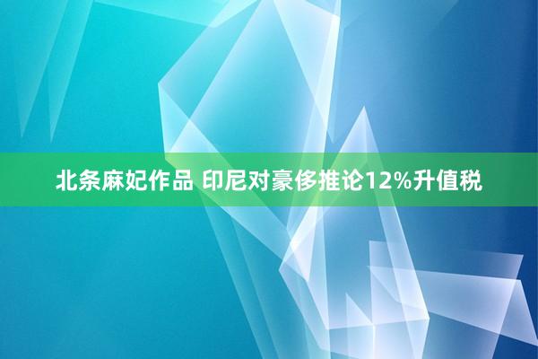 北条麻妃作品 印尼对豪侈推论12%升值税