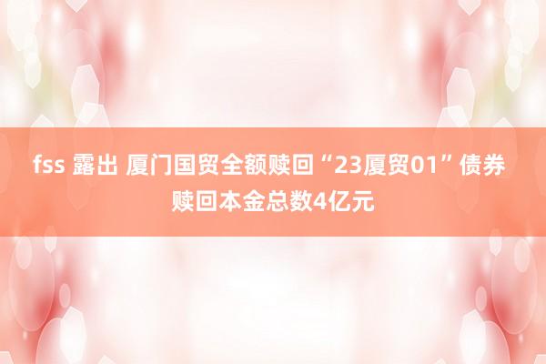 fss 露出 厦门国贸全额赎回“23厦贸01”债券 赎回本金总数4亿元