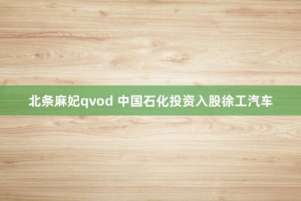 北条麻妃qvod 中国石化投资入股徐工汽车