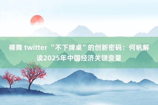 裸舞 twitter “不下牌桌”的创新密码：何帆解读2025年中国经济关键变量