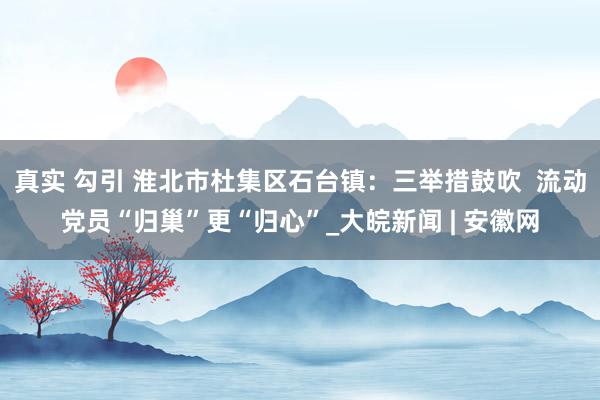 真实 勾引 淮北市杜集区石台镇：三举措鼓吹  流动党员“归巢”更“归心”_大皖新闻 | 安徽网