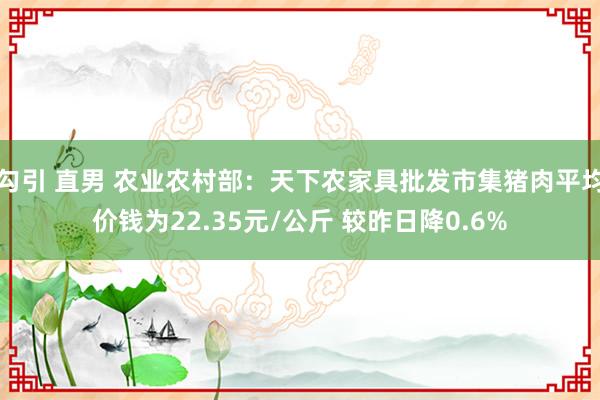 勾引 直男 农业农村部：天下农家具批发市集猪肉平均价钱为22.35元/公斤 较昨日降0.6%