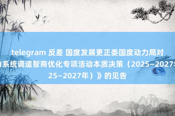 telegram 反差 国度发展更正委国度动力局对于印发《电力系统调遣智商优化专项活动本质决策（2025—2027年）》的见告