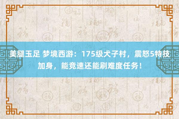 美腿玉足 梦境西游：175级犬子村，震怒5特技加身，能竞速还能刷难度任务！