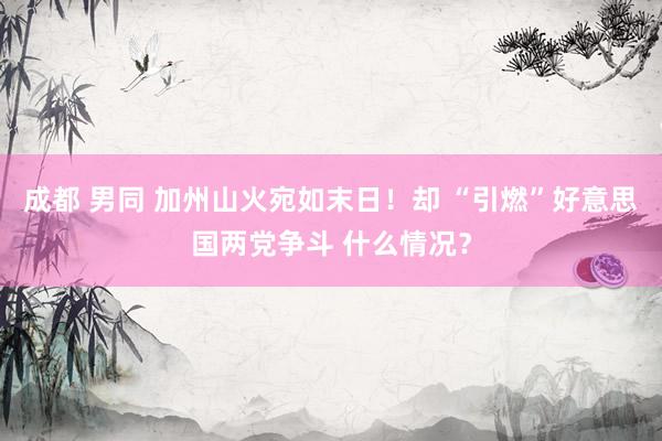 成都 男同 加州山火宛如末日！却 “引燃”好意思国两党争斗 什么情况？