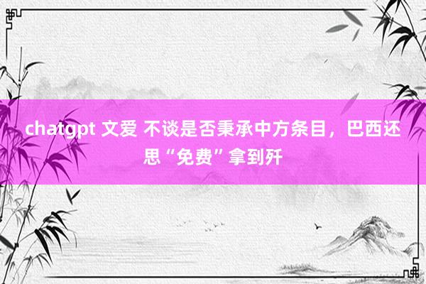chatgpt 文爱 不谈是否秉承中方条目，巴西还思“免费”拿到歼