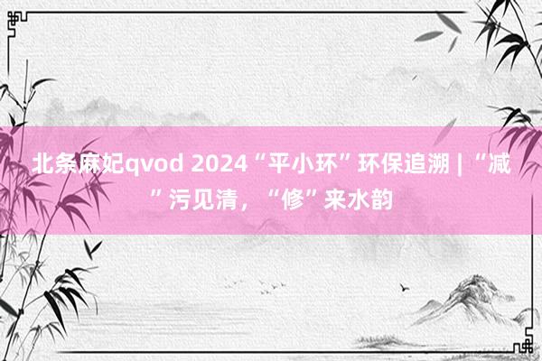 北条麻妃qvod 2024“平小环”环保追溯 | “减”污见清，“修”来水韵