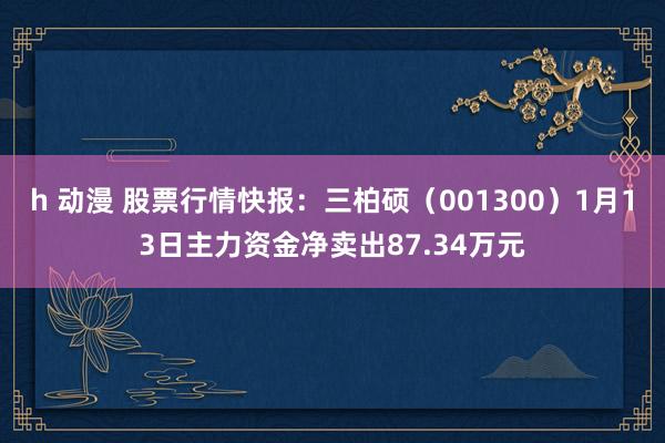h 动漫 股票行情快报：三柏硕（001300）1月13日主力资金净卖出87.34万元