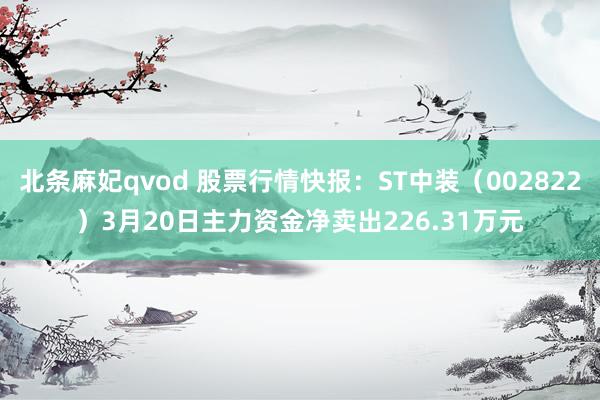 北条麻妃qvod 股票行情快报：ST中装（002822）3月20日主力资金净卖出226.31万元