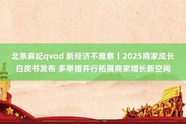 北条麻妃qvod 新经济不雅察丨2025商家成长白皮书发布 多举措并行拓展商家增长新空间
