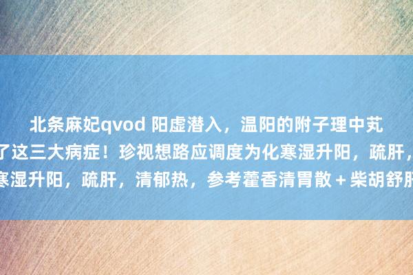 北条麻妃qvod 阳虚潜入，温阳的附子理中芄千万别用，因为还激发了这三大病症！珍视想路应调度为化寒湿升阳，疏肝，清郁热，参考藿香清胃散＋柴胡舒肝芄＋黄芩