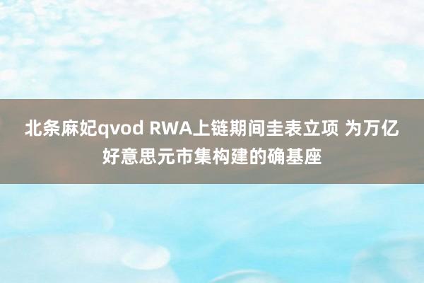 北条麻妃qvod RWA上链期间圭表立项 为万亿好意思元市集构建的确基座